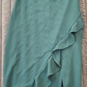 This Green Long Slit Spaghetti String Dr